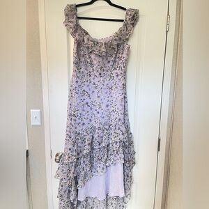 ASTR The Label Lilac Floral Ruffle High/Low Dress